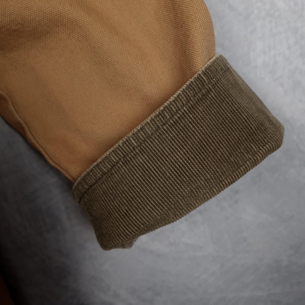 LL Bean Barn Coat Mens Large Brown Canvas Plaid Lined Corduroy Collar Workwear - Picture 5 of 16